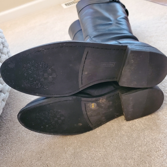Vince Camuto Black Genuine Leather Boots Buckles Size 9 39 - Picture 8 of 11